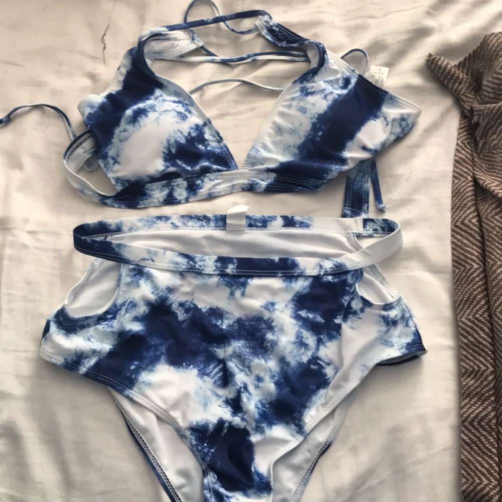 Blue and white swim suit, brand new never worn